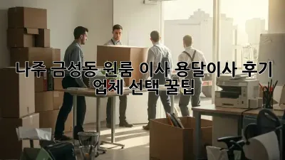 나주 금성동 원룸 이사, 용달이사 후기 & 업체 선택 꿀팁!
